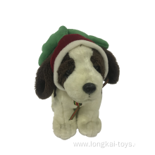 Plush Dog With Christmas Hat